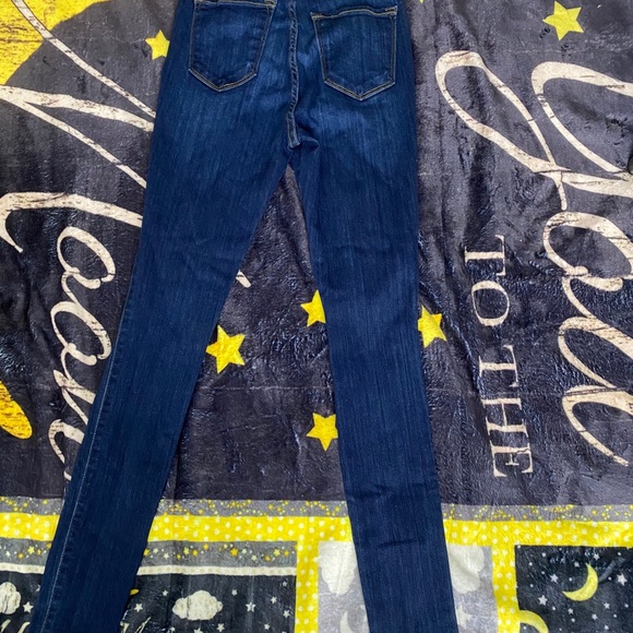 High Waisted Distressed Dark Wash Skinny Jeans - Picture 2 of 4